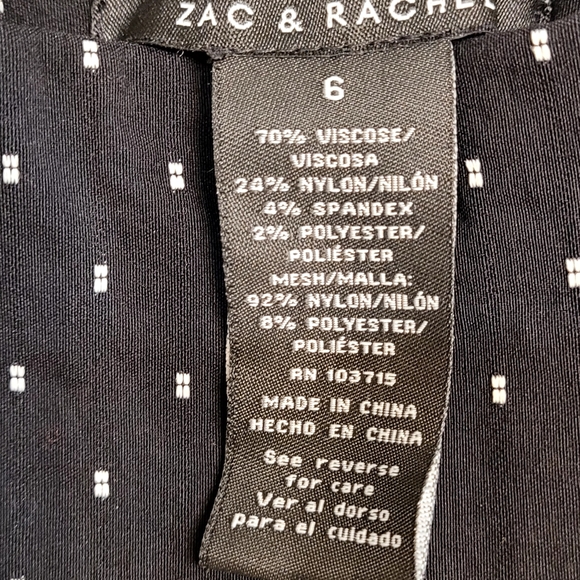 Zac & Rachel Black Polka Dot Stretch Pull-On Straight Ankle Pants Women’s Size 6 - Picture 2 of 4